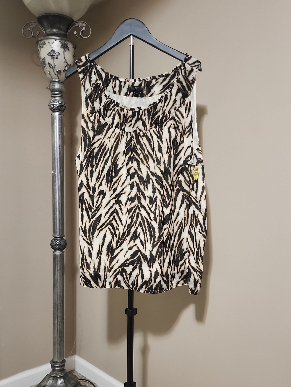 Talbots Black and Cream Printed Sleeveless Camisole